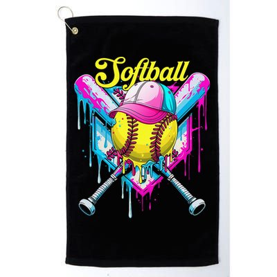 Softball Drip Ice Cream Coquette Bow Softball For Golf Towel