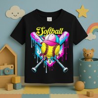 Softball Drip Ice Cream Coquette Bow Softball For Toddler T-Shirt