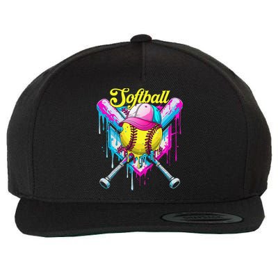 Softball Drip Ice Cream Coquette Bow Softball For Wool Snapback Cap