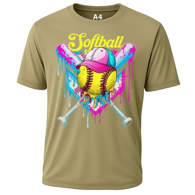 Softball Drip Ice Cream Coquette Bow Softball For Performance Shirt