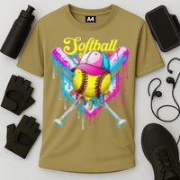 Softball Drip Ice Cream Coquette Bow Softball For Cooling Performance Crew T-Shirt