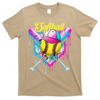 Softball Drip Ice Cream Coquette Bow Softball For T-Shirt