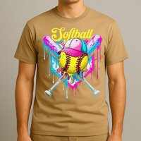 Softball Drip Ice Cream Coquette Bow Softball For T-Shirt