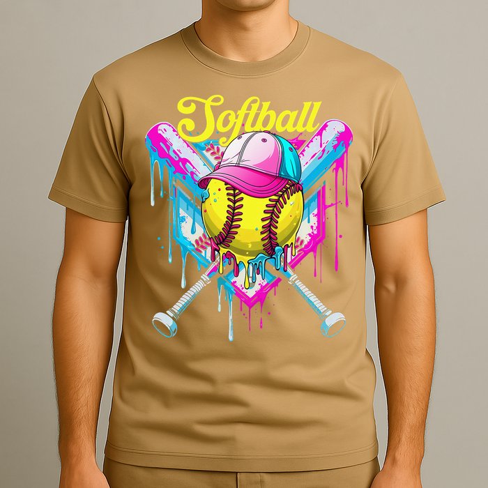 Softball Drip Ice Cream Coquette Bow Softball For T-Shirt