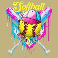 Softball Drip Ice Cream Coquette Bow Softball For Button