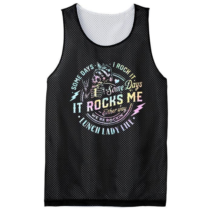 Some Days It Rocks Me Messy Skull Lunch Lady Life Ca Tie Dye Mesh Reversible Basketball Jersey Tank