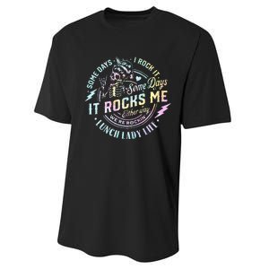 Some Days It Rocks Me Messy Skull Lunch Lady Life Ca Tie Dye Performance Sprint T-Shirt