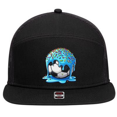 Soccer Drip Ice Cream Drip With Sprinkles Summer 7 Panel Mesh Trucker Snapback Hat