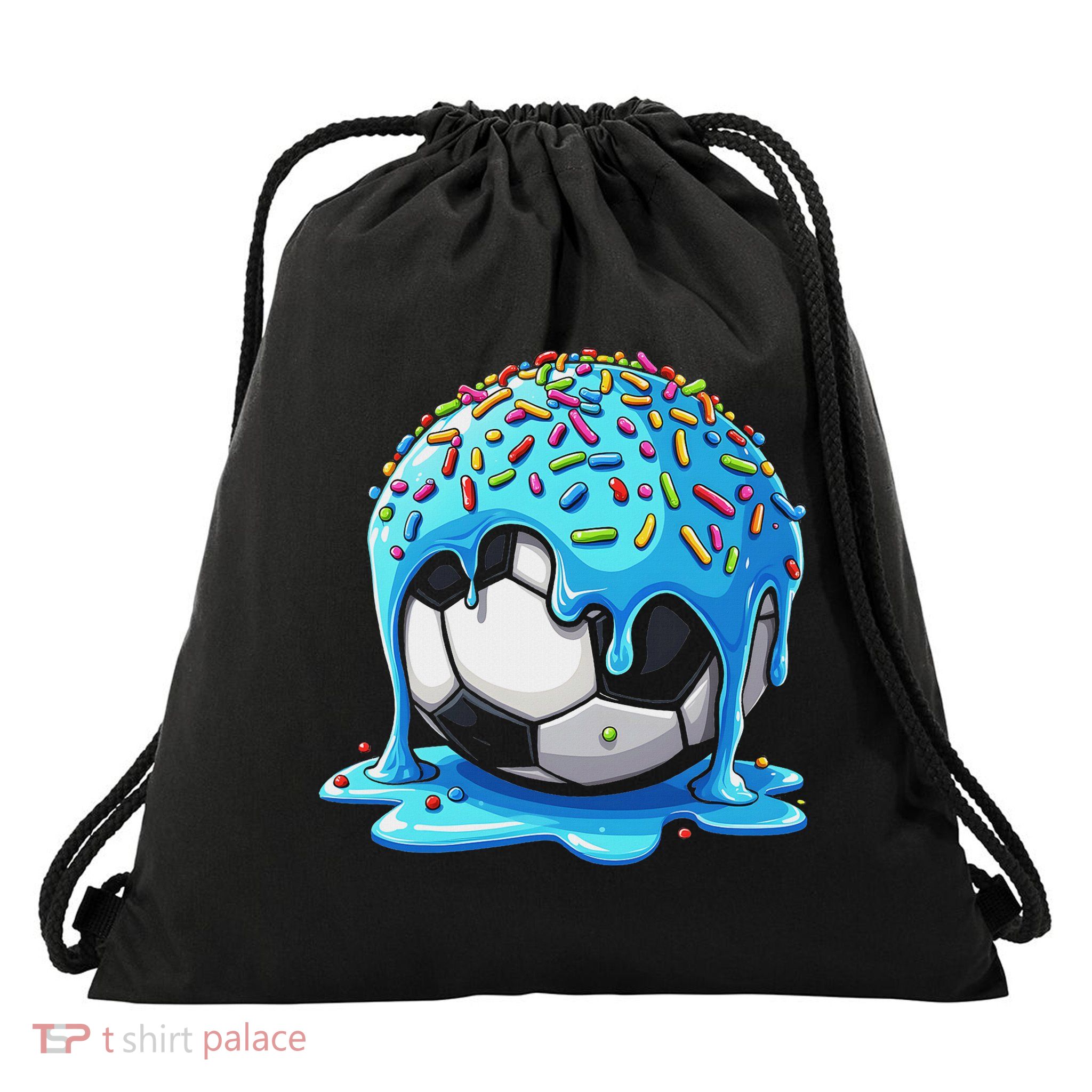 Soccer Drip Ice Cream Drip With Sprinkles Summer Drawstring Bag