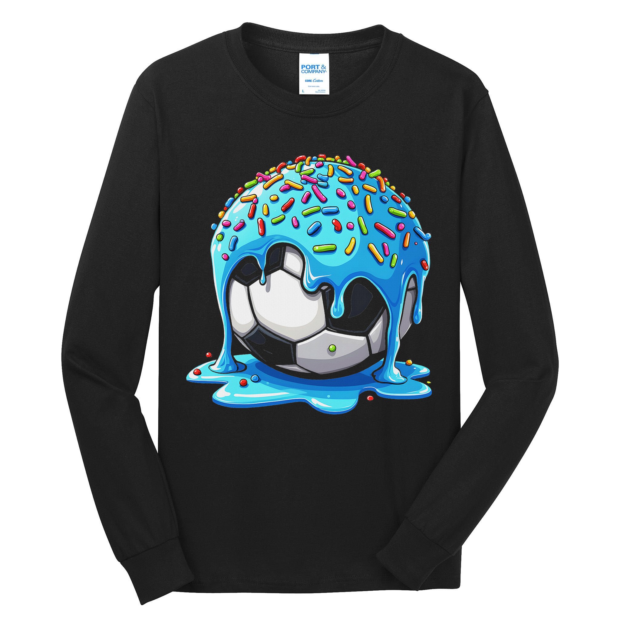 Soccer Drip Ice Cream Drip With Sprinkles Summer Tall Long Sleeve T-Shirt