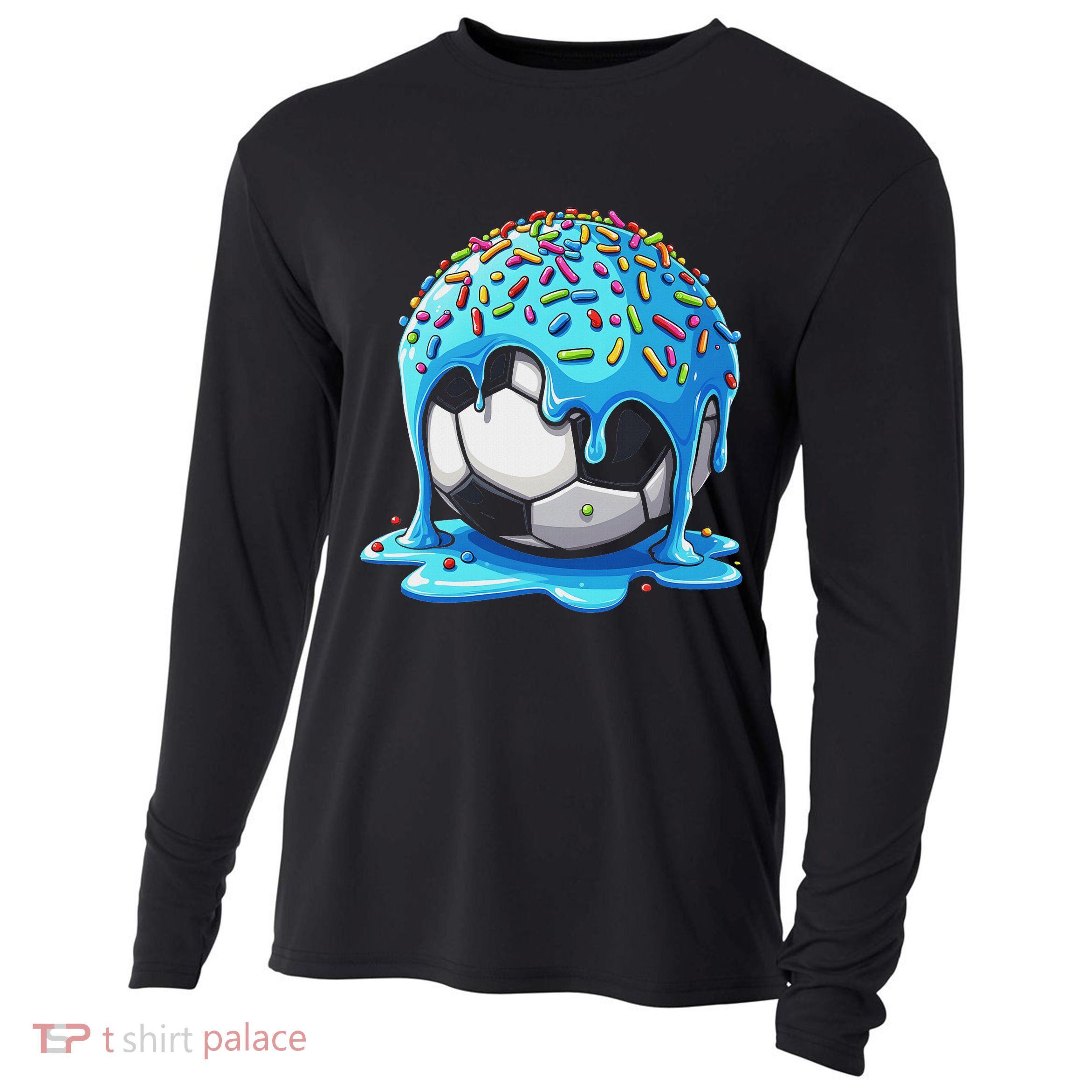 Soccer Drip Ice Cream Drip With Sprinkles Summer Cooling Performance Long Sleeve Crew