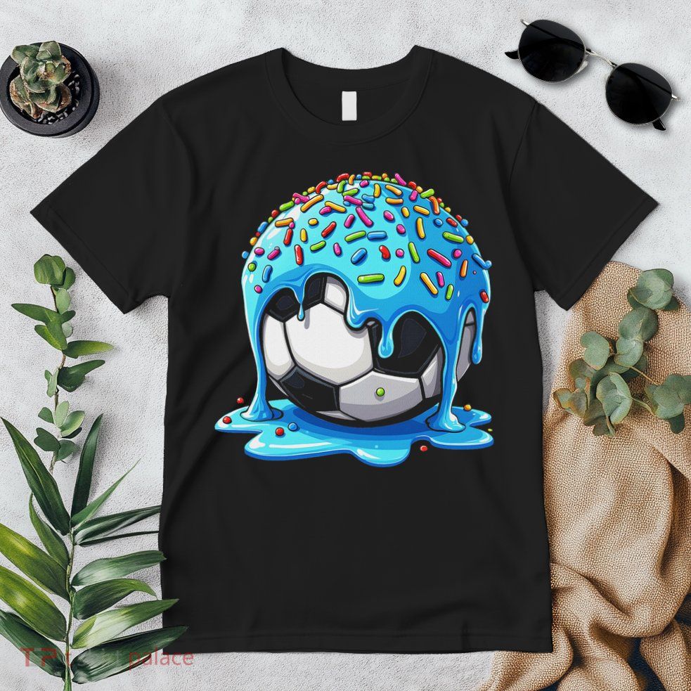 Soccer Drip Ice Cream Drip With Sprinkles Summer Premium T-Shirt