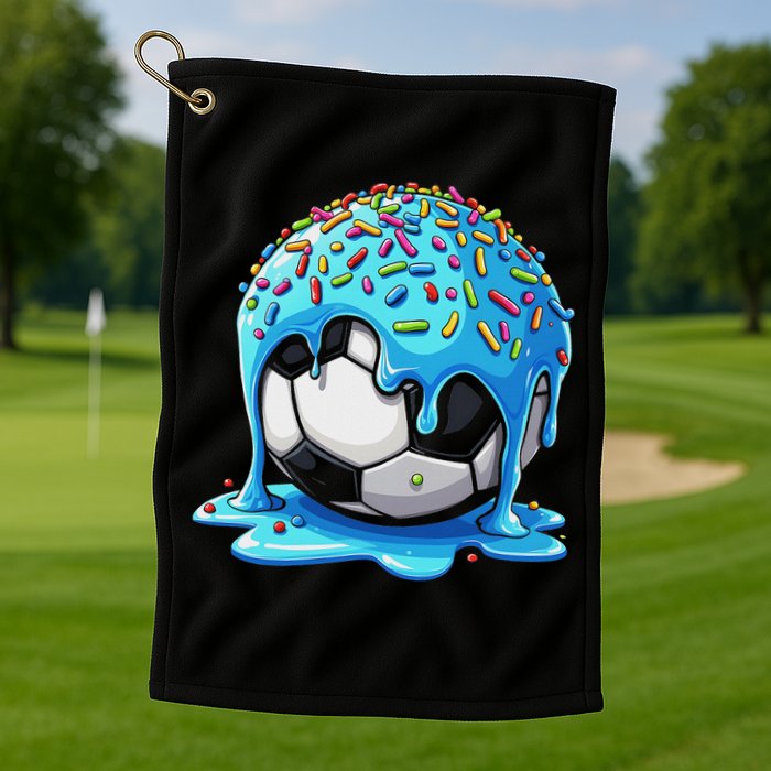 Soccer Drip Ice Cream Drip With Sprinkles Summer Golf Towel