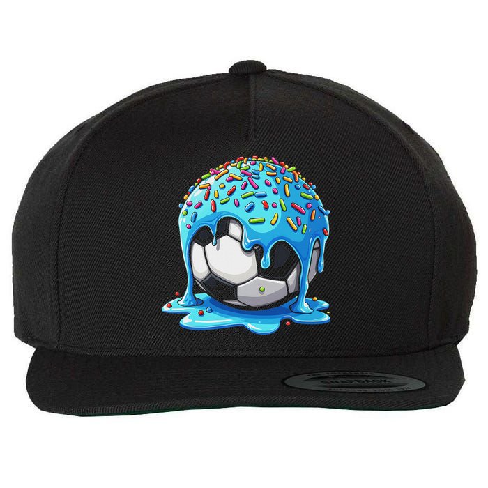 Soccer Drip Ice Cream Drip With Sprinkles Summer Wool Snapback Cap