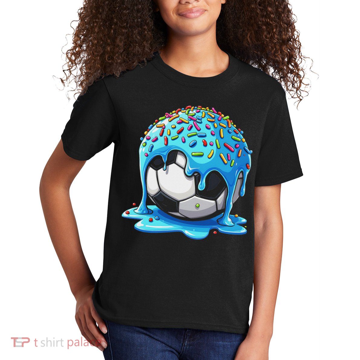 Soccer Drip Ice Cream Drip With Sprinkles Summer Kids T-Shirt