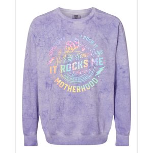 Some Days I Rock It Some Days It Rocks Me Tie Dye Skull Mom Colorblast Crewneck Sweatshirt