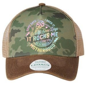 Some Days I Rock It Some Days It Rocks Me Tie Dye Skull Mom Legacy Tie Dye Trucker Hat