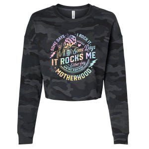 Some Days I Rock It Some Days It Rocks Me Tie Dye Skull Mom Cropped Pullover Crew