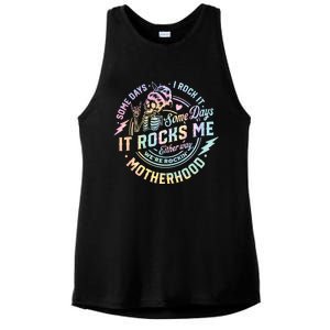 Some Days I Rock It Some Days It Rocks Me Tie Dye Skull Mom Ladies PosiCharge Tri-Blend Wicking Tank