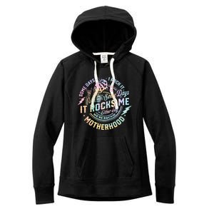 Some Days I Rock It Some Days It Rocks Me Tie Dye Skull Mom Women's Fleece Hoodie