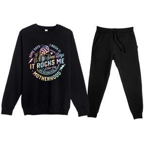 Some Days I Rock It Some Days It Rocks Me Tie Dye Skull Mom Premium Crewneck Sweatsuit Set