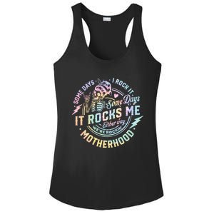 Some Days I Rock It Some Days It Rocks Me Tie Dye Skull Mom Ladies PosiCharge Competitor Racerback Tank