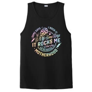 Some Days I Rock It Some Days It Rocks Me Tie Dye Skull Mom PosiCharge Competitor Tank