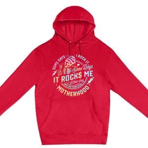 Some Days I Rock It Some Days It Rocks Me Tie Dye Skull Mom Premium Pullover Hoodie