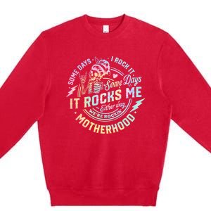 Some Days I Rock It Some Days It Rocks Me Tie Dye Skull Mom Premium Crewneck Sweatshirt