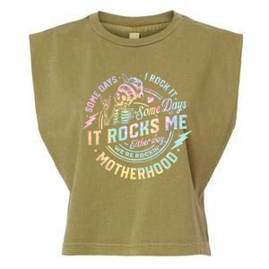 Some Days I Rock It Some Days It Rocks Me Tie Dye Skull Mom Garment-Dyed Women's Muscle Tee