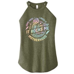 Some Days I Rock It Some Days It Rocks Me Tie Dye Skull Mom Women's Perfect Tri Rocker Tank