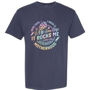 Some Days I Rock It Some Days It Rocks Me Tie Dye Skull Mom Garment-Dyed Heavyweight T-Shirt