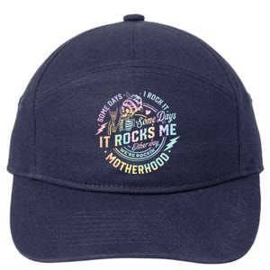 Some Days I Rock It Some Days It Rocks Me Tie Dye Skull Mom 7-Panel Snapback Hat