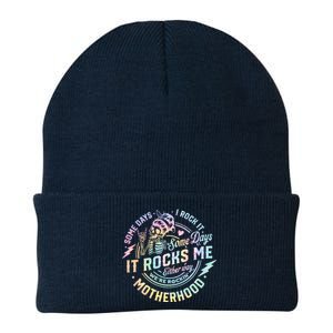 Some Days I Rock It Some Days It Rocks Me Tie Dye Skull Mom Knit Cap Winter Beanie