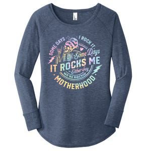 Some Days I Rock It Some Days It Rocks Me Tie Dye Skull Mom Women's Perfect Tri Tunic Long Sleeve Shirt