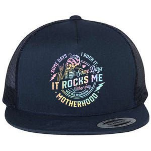 Some Days I Rock It Some Days It Rocks Me Tie Dye Skull Mom Flat Bill Trucker Hat