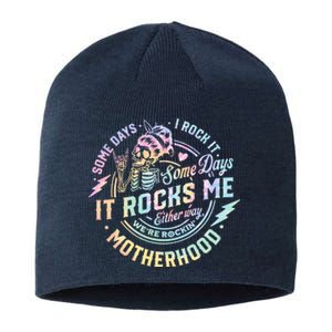 Some Days I Rock It Some Days It Rocks Me Tie Dye Skull Mom Sustainable Beanie