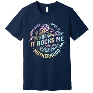 Some Days I Rock It Some Days It Rocks Me Tie Dye Skull Mom Premium T-Shirt