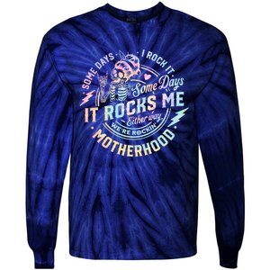 Some Days I Rock It Some Days It Rocks Me Tie Dye Skull Mom Tie-Dye Long Sleeve Shirt