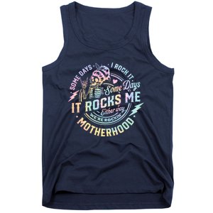 Some Days I Rock It Some Days It Rocks Me Tie Dye Skull Mom Tank Top