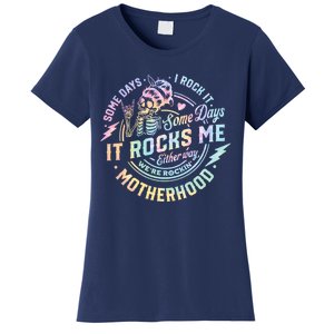 Some Days I Rock It Some Days It Rocks Me Tie Dye Skull Mom Women's T-Shirt