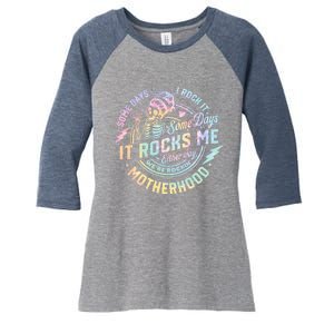 Some Days I Rock It Some Days It Rocks Me Tie Dye Skull Mom Women's Tri-Blend 3/4-Sleeve Raglan Shirt