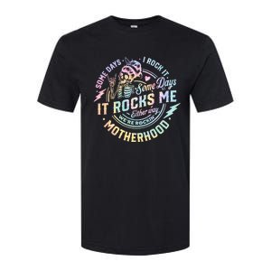 Some Days I Rock It Some Days It Rocks Me Tie Dye Skull Mom Softstyle CVC T-Shirt