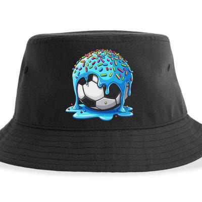 Soccer Drip Ice Cream Drip With Sprinkles Summer Sustainable Bucket Hat