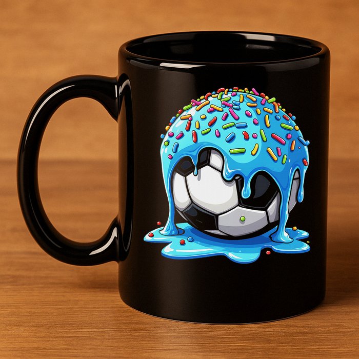 Soccer Drip Ice Cream Drip With Sprinkles Summer 11oz C Handle Ceramic Mug