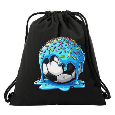 Soccer Drip Ice Cream Drip With Sprinkles Summer Drawstring Bag
