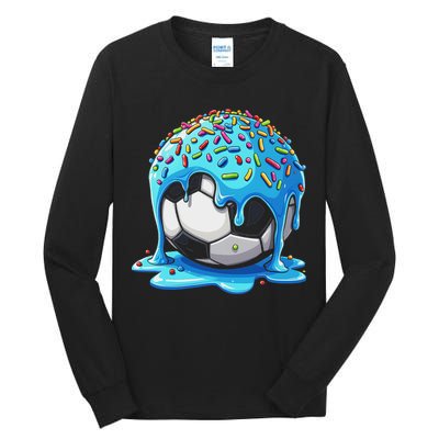 Soccer Drip Ice Cream Drip With Sprinkles Summer Tall Long Sleeve T-Shirt