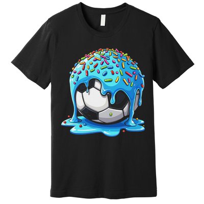 Soccer Drip Ice Cream Drip With Sprinkles Summer Premium T-Shirt