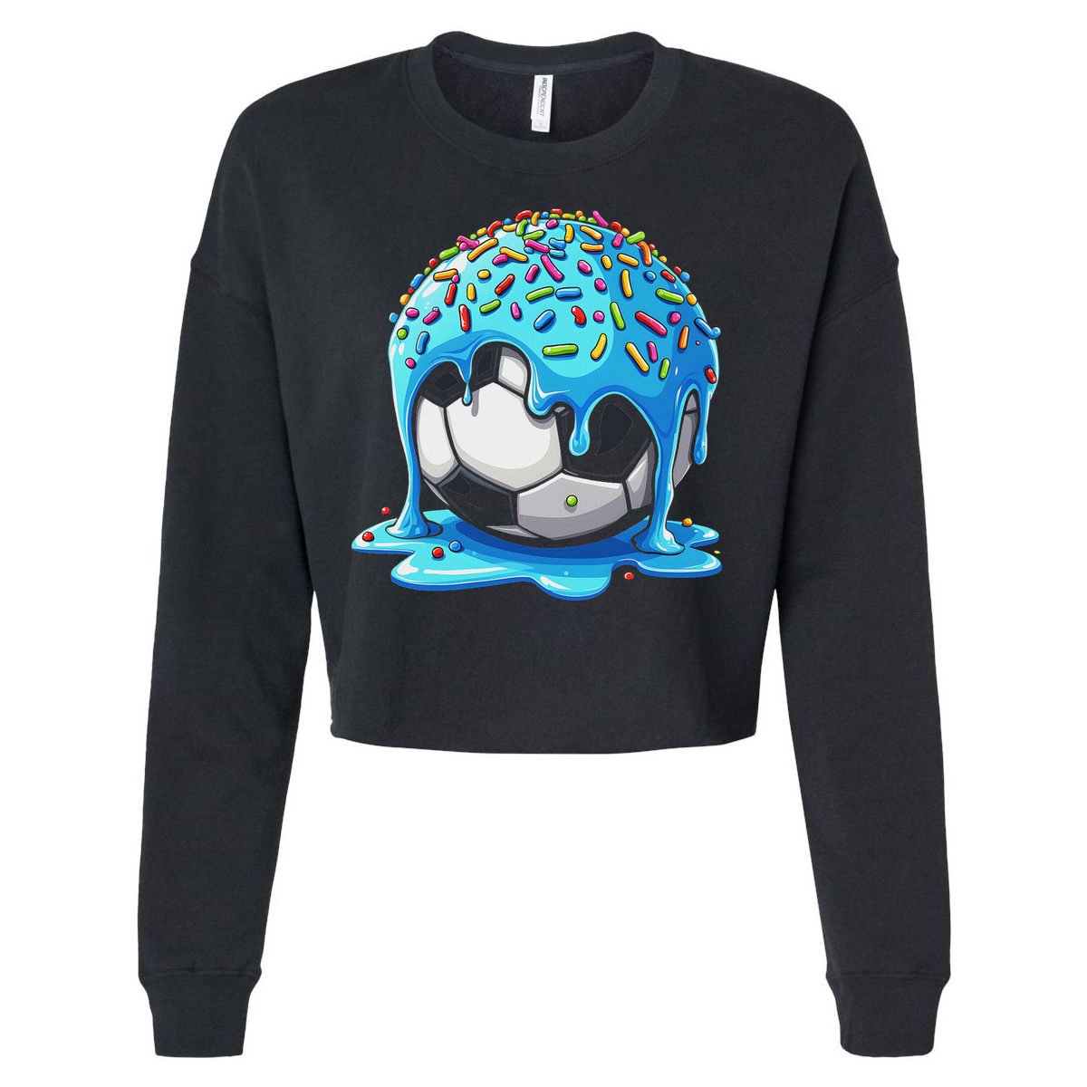 Soccer Drip Ice Cream Drip With Sprinkles Summer Cropped Pullover Crew