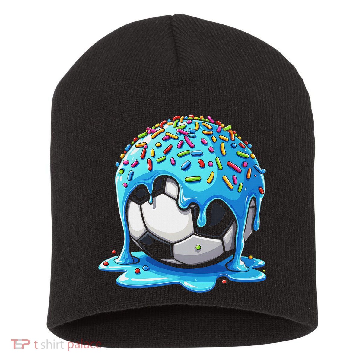 Soccer Drip Ice Cream Drip With Sprinkles Summer Short Acrylic Beanie